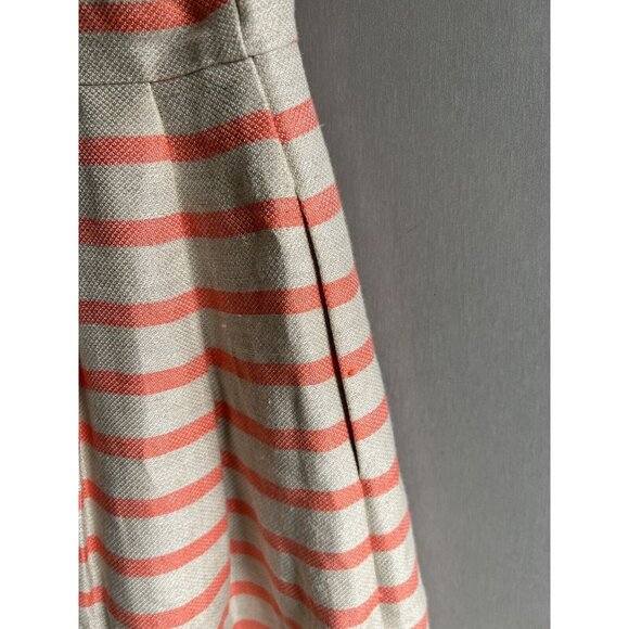 Banana Republic Dress 10 Coral Striped Linen Blend A-Line Halter Sleeveless - Picture 5 of 13